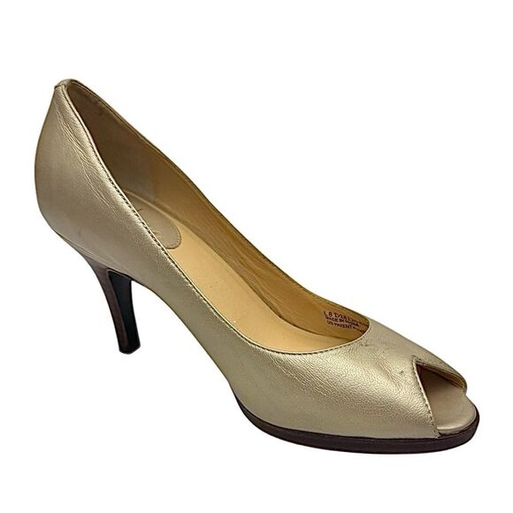 Cole Haan Cocktail Party Peep Toe Leather Slip-On Pumps Womens Size 8.5 B Used - Picture 2 of 10